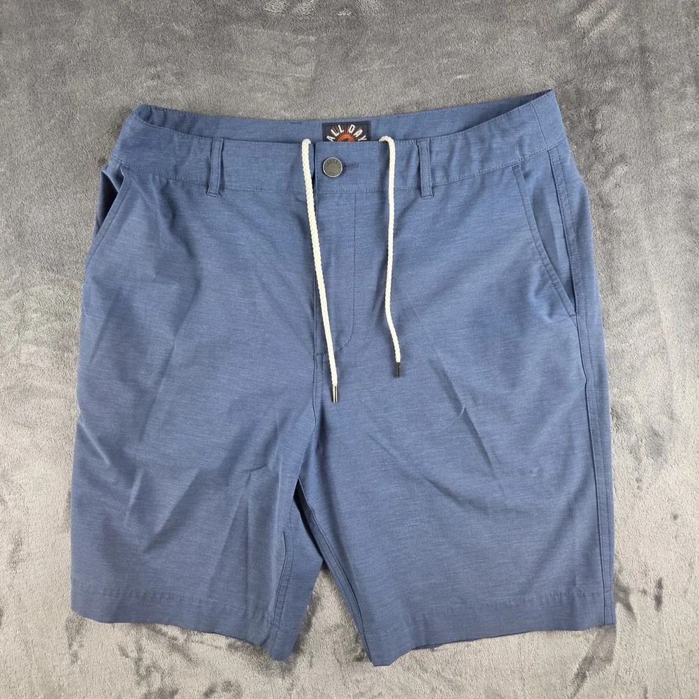 Faherty All Day Shorts Mens 31(32) Blue Stretch Casual Beachy Surfer Drawstring
